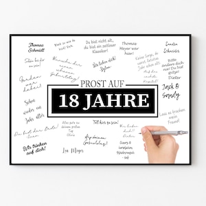 Prost auf 18 jahre geschenk zum 18 geburtstag poster zum unterschreiben namen geburtstagsparty party geburtstagsgeschenk
