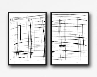 Set van 2 abstracte witte posters, kunst voor thuis, woonkamer, hal, wanddecoratie, canvasprint, minimalistische wandkunst.