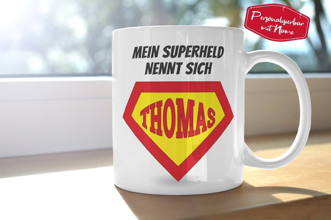 Tazza Personalizzata Papà Supereroe - Idea Regalo Festa Del Papà E Compleanno (Papà + 2 Figli Maschi)