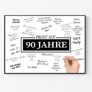 Prost auf 90 jahre geschenk zum 90 geburtstag poster zum unterschreiben namen geburtstagsparty party geburtstagsgeschenk