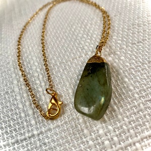 Labradorite Gold Pendant Necklace