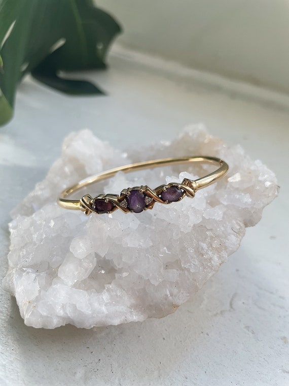 Antique 14k Amethyst & diamond bracelet