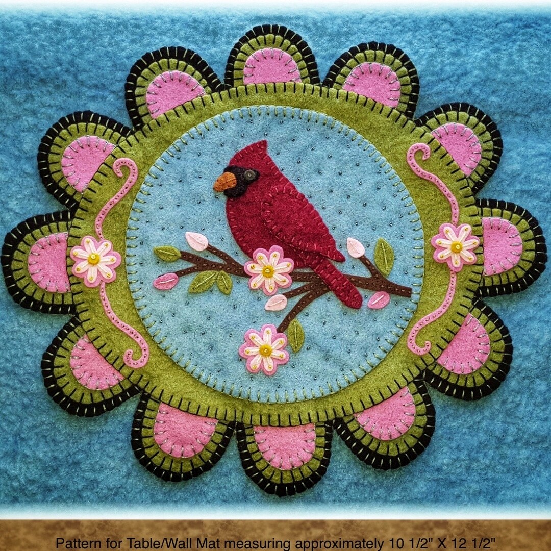 Fibrefriend Patterns Red Feathered Friend | Penny Lane Primitives | Wool Appliqué Pattern ...