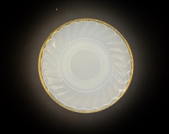 Anchor Hocking Fire King| Suburbia White Gold Milk Glass Swirl | Saucer  | 14 Available