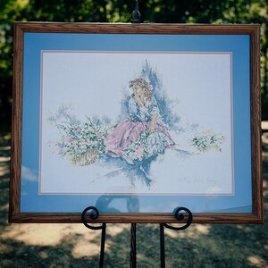 Lanarte “My Fair Lady” Completed Cross Stitch-Petit Point | Matted & Framed | Framed Size 31”x 25” | Cross Stitch Size 23”x 17 1/2”