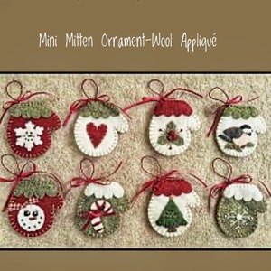 Mini Mittens Ornaments | Penny Lane Primitives | Wool Appliqué Pattern