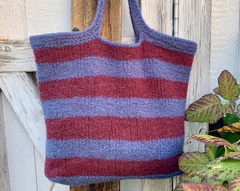 Felted Wool Knit Striped Bag