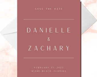Minimalist Modern Pink Terracotta Save the Date Canva Template