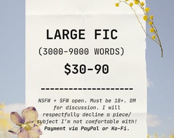 Large Fic Commission (3000-9000 words)