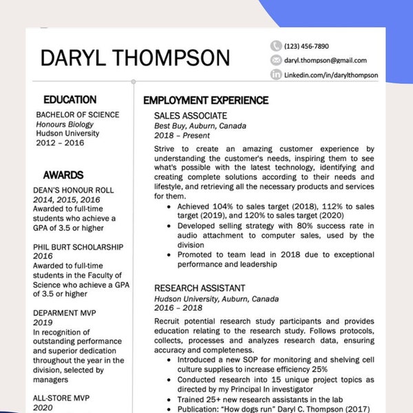 Resume Example 2021 Etsy