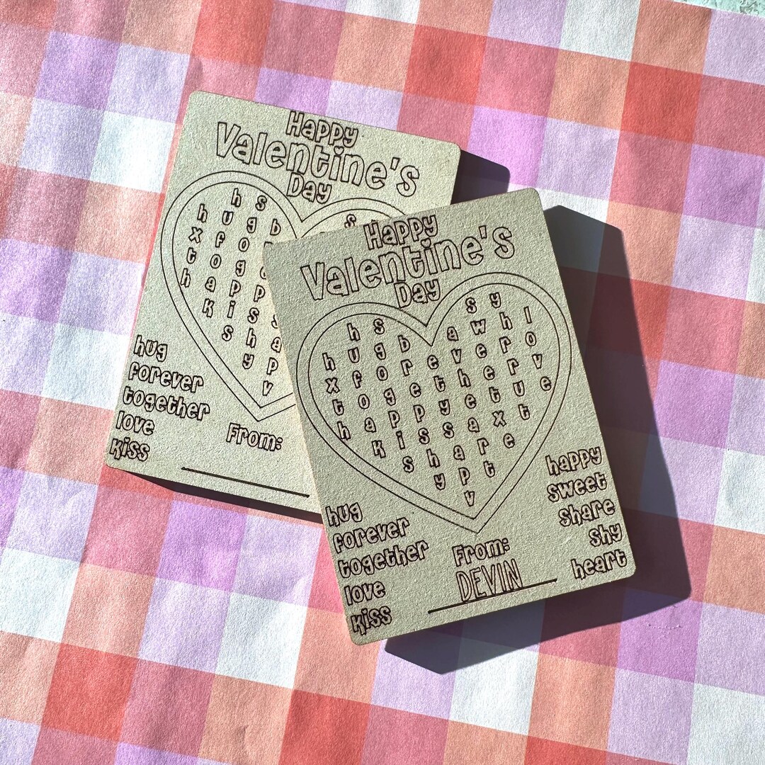 Valentines Day Heart Word Search, Custom Name Puzzle Gift for Kids ...