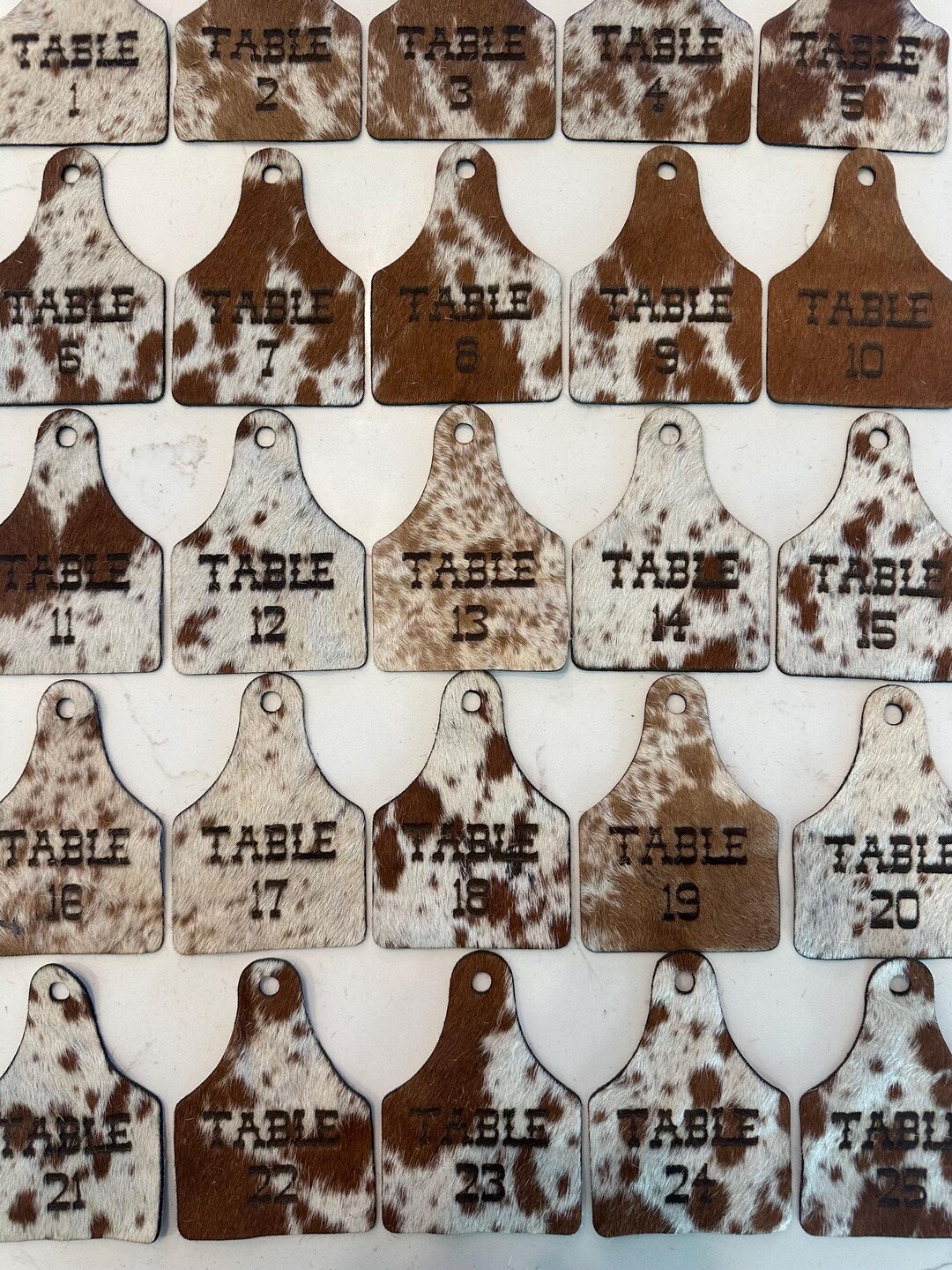 Cowhide Wedding Cow Tag Table Numbers: Rustic Western Decor - Etsy