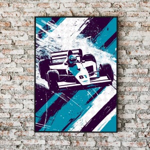 Blue Formula 1 Racing Print: Modern Motorsport Wall Art (Digital Download)