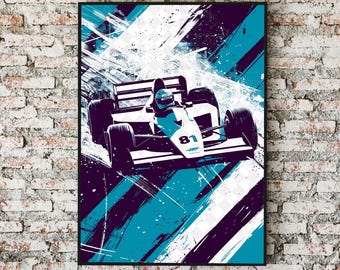 Blue Formula 1 Racing Print: Modern Motorsport Wall Art (Digital Download)