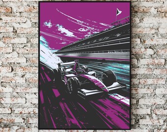 Purple Formula 1 Racing Wall Art Print: Modern F1 Decor (Digital Download)