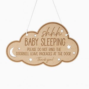 Shh Baby Sleeping Sign: Do Not Ring Doorbell - Nursery Decor