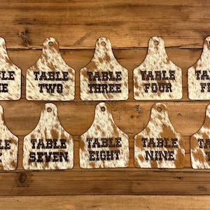 Cowhide Wedding Cow Tag Table Numbers: Rustic Western Decor - Etsy