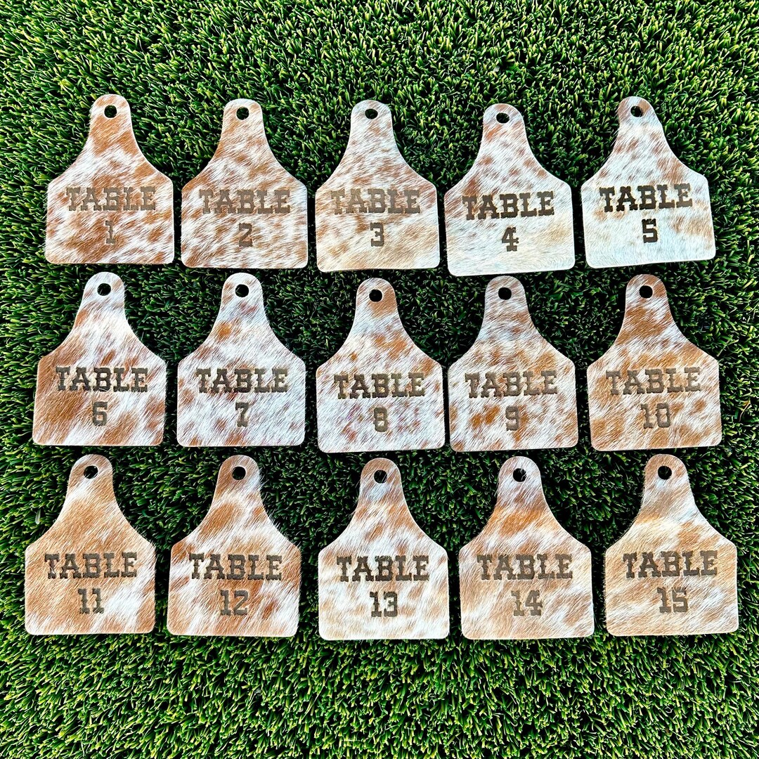 Cowhide Wedding Cow Tag Table Numbers: Rustic Western Decor - Etsy