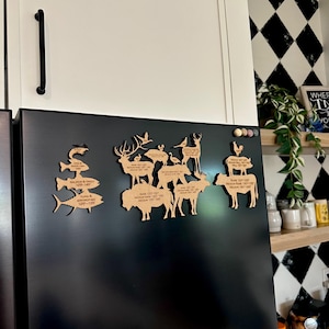 Ímã de temperatura de cozimento para animais de caça e frutos do mar, guia de churrasco e decoração de cozinha, decoração de madeira, ideia de presente