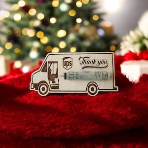 USV, Dankeschön Karte, Benutzerdefinierte ups Wertschätzung, Karten für Post- / Zustellangestellte, Briefträger Geschenke, Holzdekor, Geschenkidee