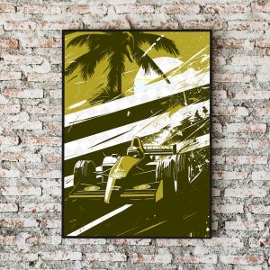 Yellow Formula 1 Racing Art Print: Gift for Motorsport Fan (Digital Download)