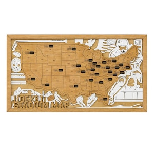 Handmade Hockey Stadium Map Tracker: Sports Lover Wooden Decor