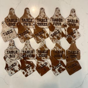 Cowhide Wedding Cow Tag Table Numbers: Rustic Western Decor - Etsy