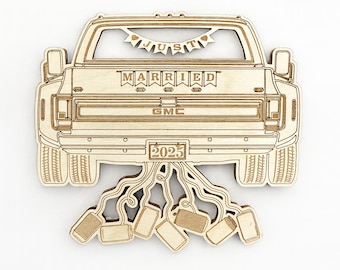 Porte-cartes Just Married : souvenir de mariage rustique dans un camion