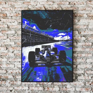 Blue Formula 1 Racing Print: Modern Motorsport Wall Art (Digital Download)