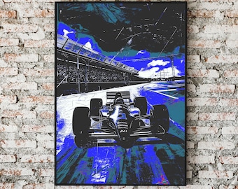 Blue Formula 1 Racing Print: Modern Motorsport Wall Art (Digital Download)