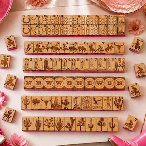 Mahjong Full Set - Western Cowgirl Theme - Wood + Acrylic image 16