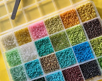 2mm Multicolor Seed Bead Kit – Bracelet Making, Jewelry Supplies, Craft Organizer box