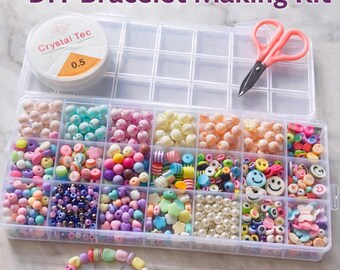 Bead Bracelet Making Kit | Alphabet, Charms, Pearls, Craft Supplies