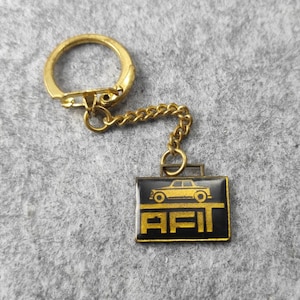 Vintage AFIT Car service keychain - small enameled keyring