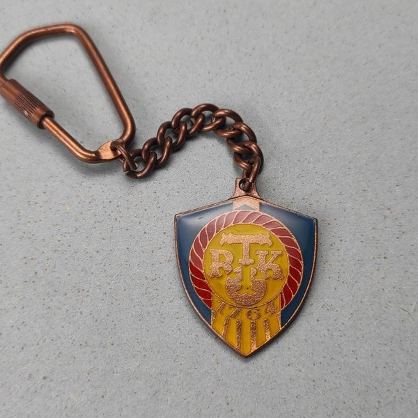 Vintage RTK 1764 enameled keychain - Rijeka Rope Factory established in 1764, made in Yugoslavia