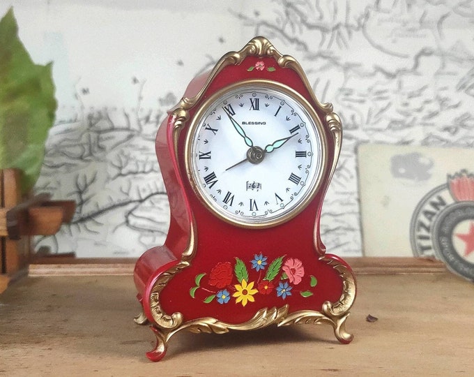 Vintage Blessing Alarm Clock Wind up Mechanical Music Movement Alarm