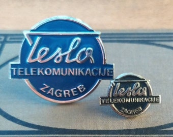 Tesla Strasnice KNK-12 Carrier System Telephony Telephone Advertising Pin Badge 