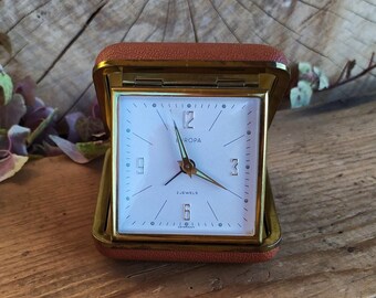 Vintage Europa 2 jewels travel alarm clock made in Germany