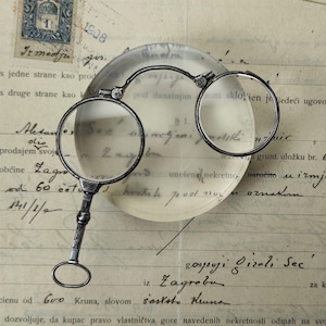 Vintage 935 silver Art deco lorgnette glasses, old folding pocket glasses