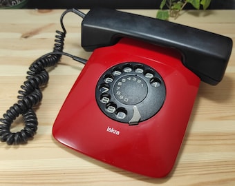 Vintage Iskra ETA-81 green rotary dial phone made in Yugoslavia