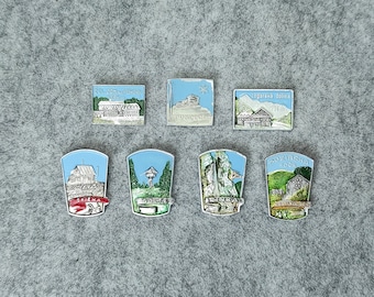 Vintage Hiking Pin Badges: Aura Celje, Yugoslavia - Set of 7