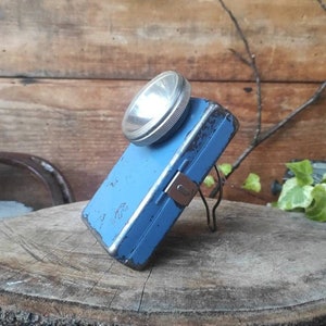 Vintage Croatia blue metal flashlight - Patent automatic focus reflector flashlight made in Yugoslavia