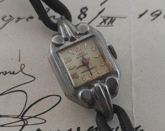 Vintage jaren 1930 Lado 15 juwelen antimagnetisch Zwitsers art-deco dameshorloge