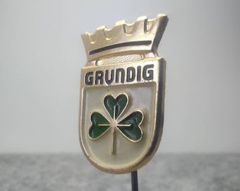 Vintage Grundig pin badge - German electronics company logo pin badge
