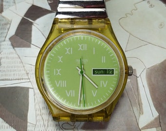 Vintage Swatch Ag 1997 green dial watch