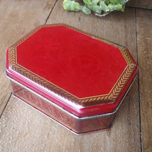 Vintage octagonal red StMichael Marks and Spencer tin