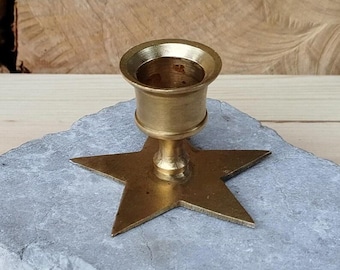 Vintage star candle holder, decorative brass candlestick