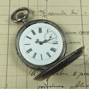 Antique silver pocket watch Ancre ligne droite 15 rubis - not working, for parts or repair