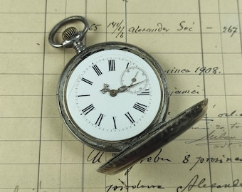Antique Silver Pocket Watch: 15 Rubis Movement (For Parts/Repair)