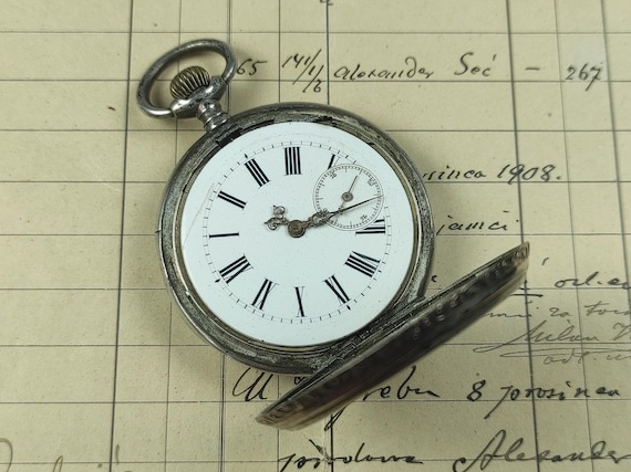 Antique Silver Pocket Watch: 15 Rubis Movement (for Parts/repair